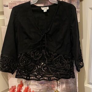 Talbots Black Lace Detail Blouse